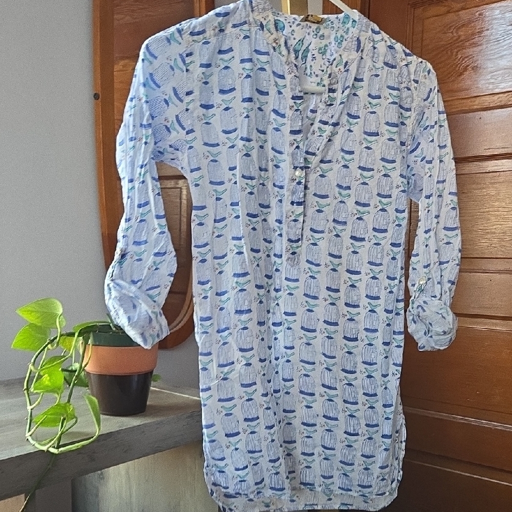 Roberta Roller Rabbit Birdcage Cotton Beach Cover-Up Shirt Dress Girls 10